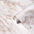 Marble Contact Paper for Countertops Peel and Stick - Matte White/Gold
