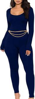 Women's Sexy Long Sleeve Bodycon Jumpsuit - Slim Fit Club Romper
