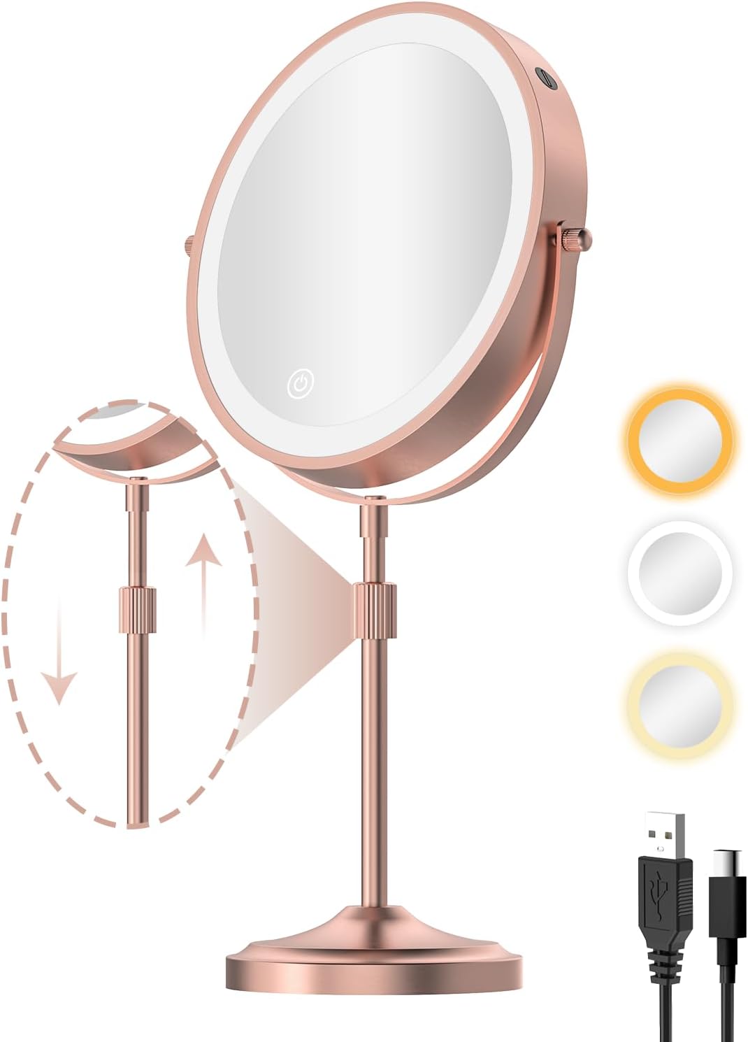 9 Inch Lighted Makeup Mirror with 1X 10X Magnification Features