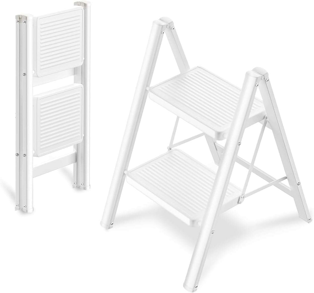 2 Step Ladder Folding Step Stool for Home Use, Heavy Duty Design