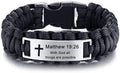 LF Mens Stainless Steel Matthew 19 26 Paracord Survival Bracelet