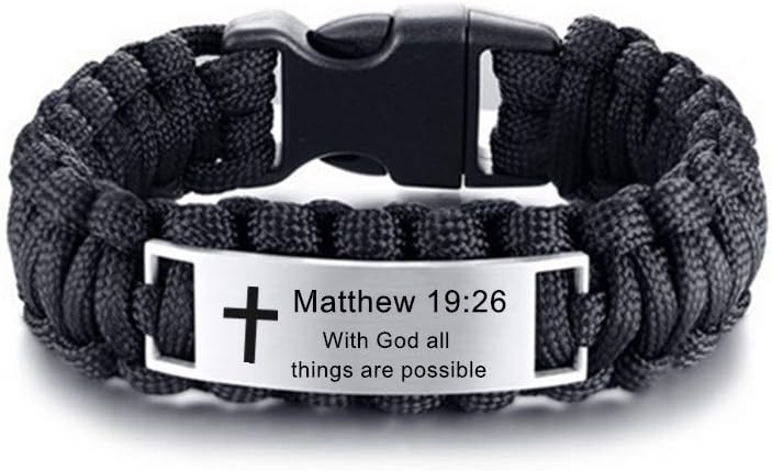 Stainless Steel Bible Verse Survival Bracelet by LiFashion
