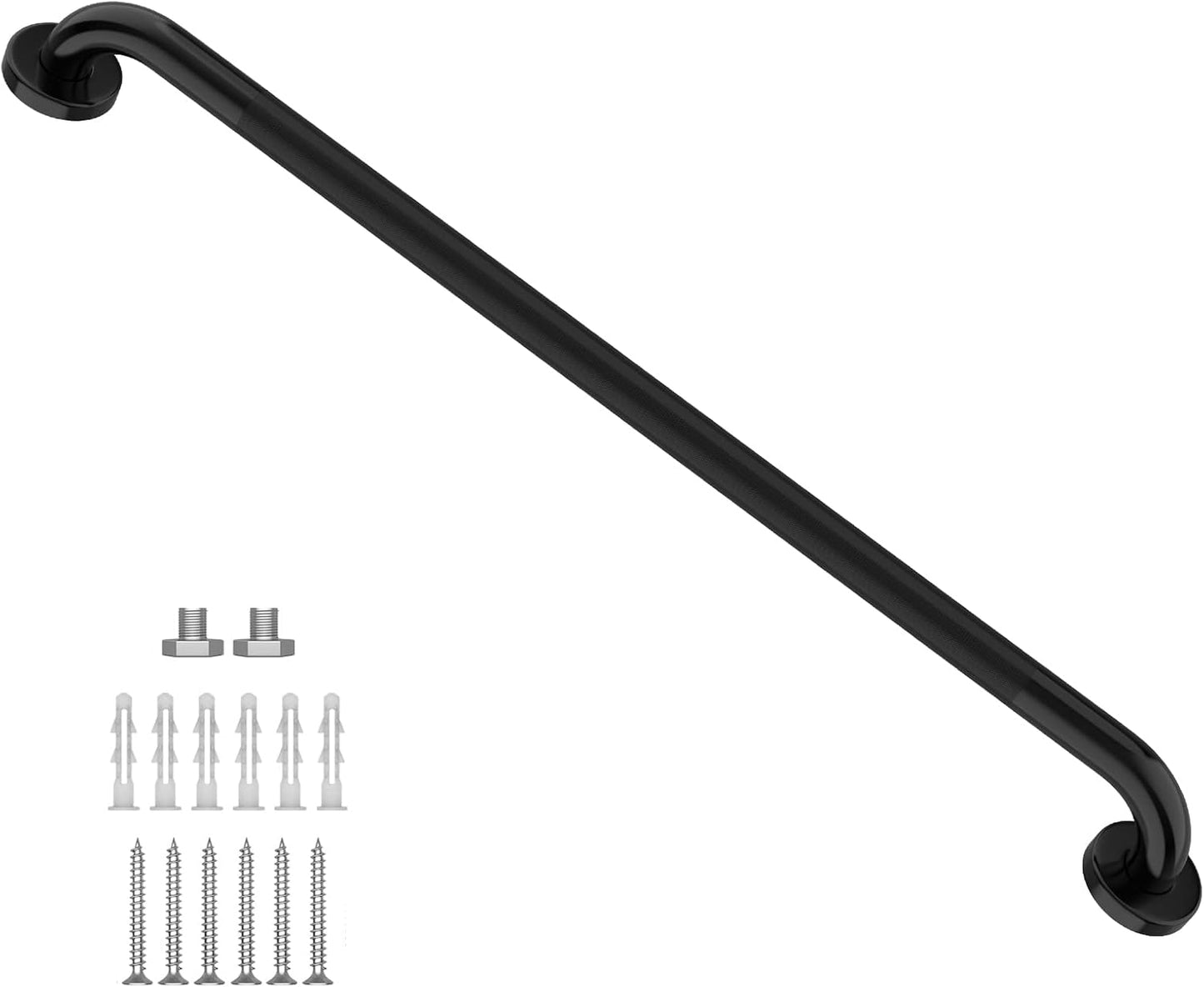 Black Shower Grab Bar with Anti-Slip Grip for Safety Support
