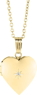 Girls Polished Heart Locket Necklace with Cubic Zirconia Charm