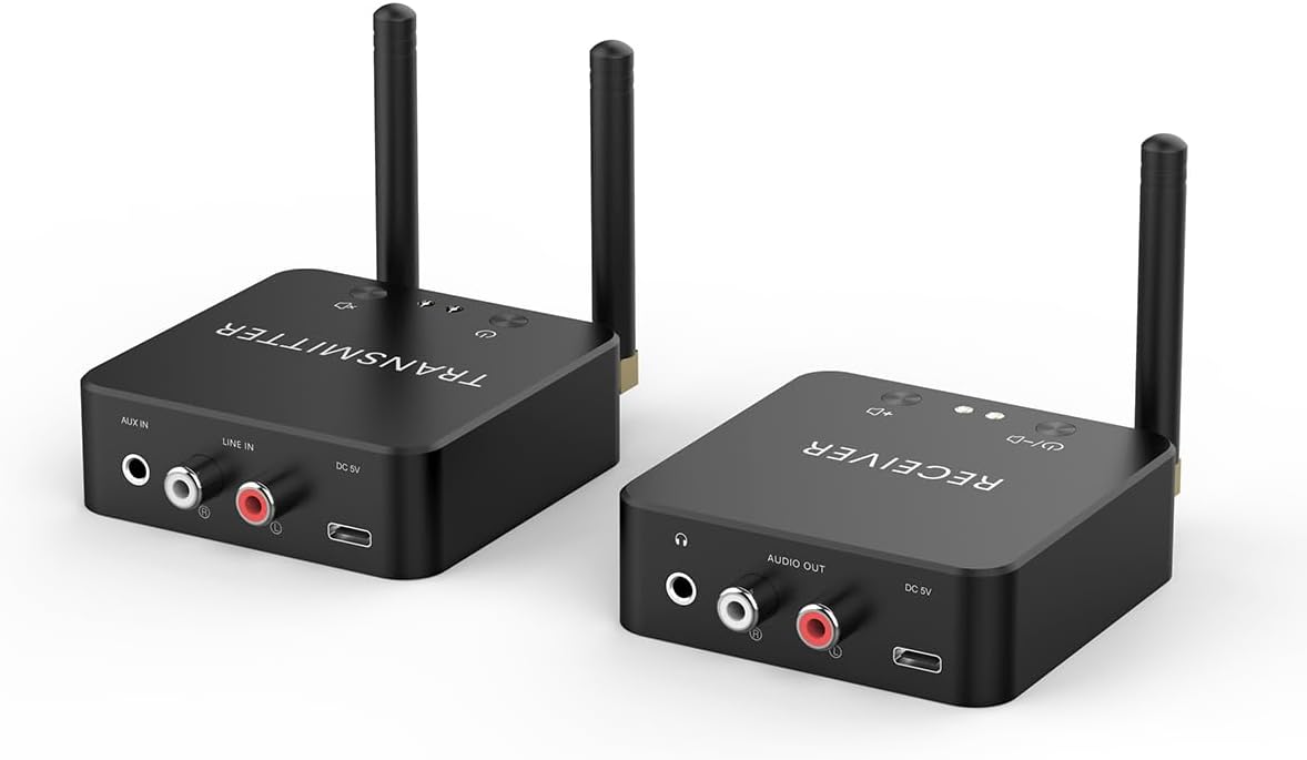 VIMSEAGA Dual-Band Wireless Audio Transmitter - 160ft Range, Low Latency