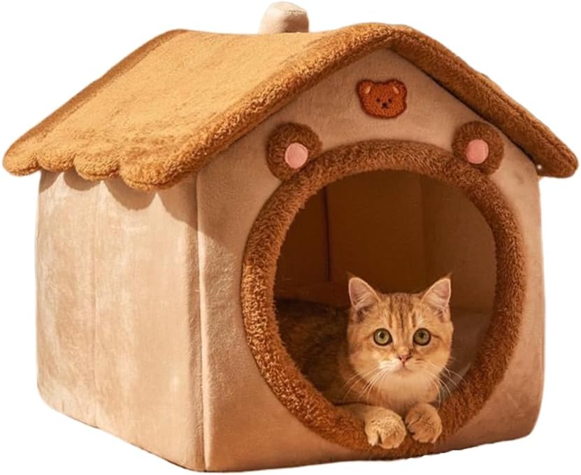 Cozy Bear Cat Cave Bed: Soft & Warm Retreat for Cats