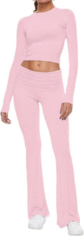Women's Modal 2 Piece Lounge Set - Cropped Top & Flare Pants