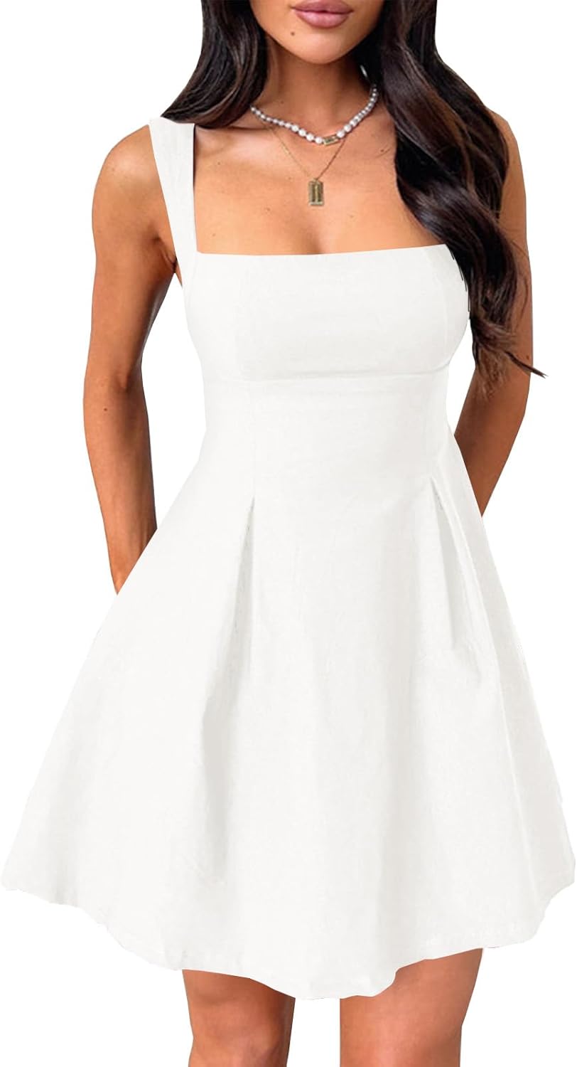 Womens 2025 Summer Square Neck Dress for Stylish Parties