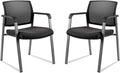 CLATINA Mesh Back Stacking Arm Chairs with Upholstered Seat