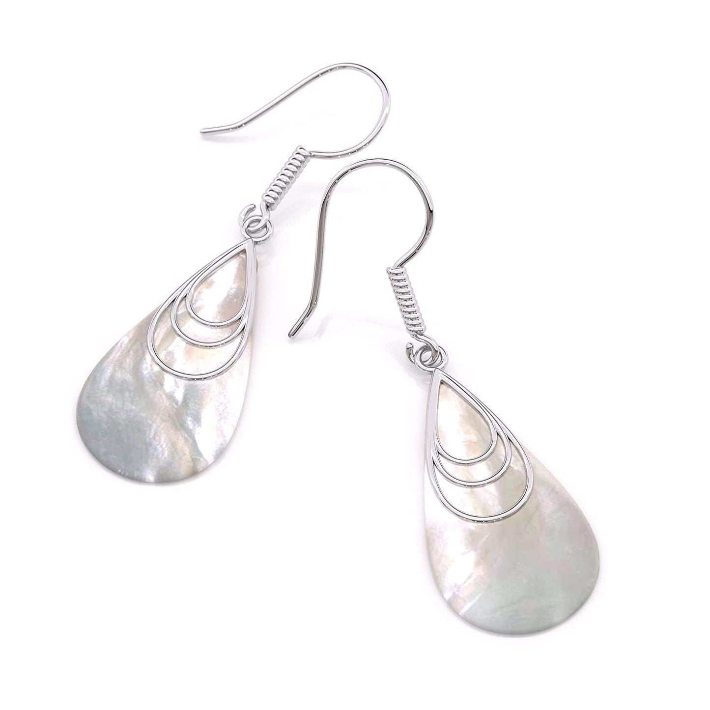 Unique Mother of Pearl Teardrop Dangle Earrings for Weddings