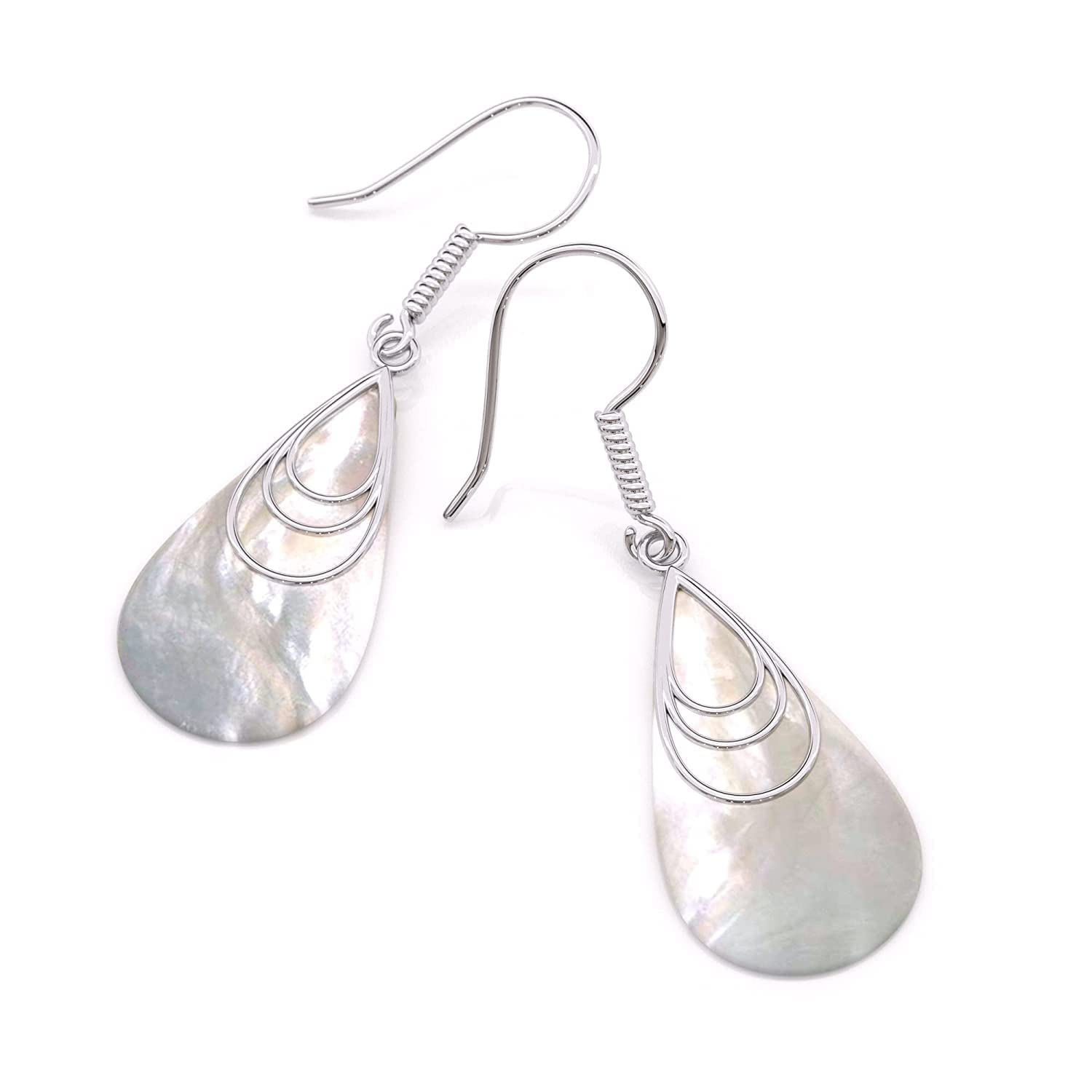 Unique Mother of Pearl Teardrop Dangle Earrings for Weddings