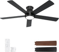 60 Inch Black Ceiling Fans with Lights and Remote - Low Profile Flush