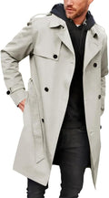 Gafeng Men's Trench Coat Slim Fit Double Breasted Windbreaker