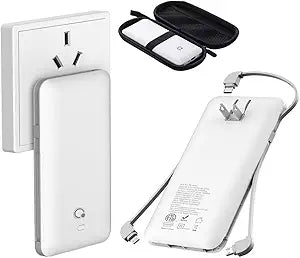 10000mAh Portable Charger with Built-in Cables for Convenience