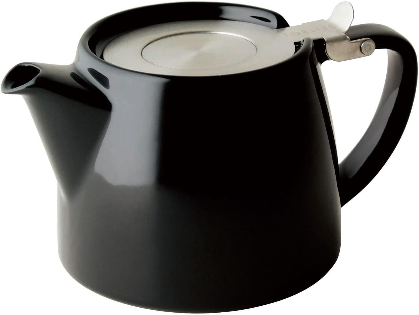 FORLIFE Stump Teapot with SLS Lid and Infuser, 18-Ounce Black