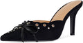 Pointed Toe Bow Heels Mules Slip on Stiletto Heels - Elegant Comfort