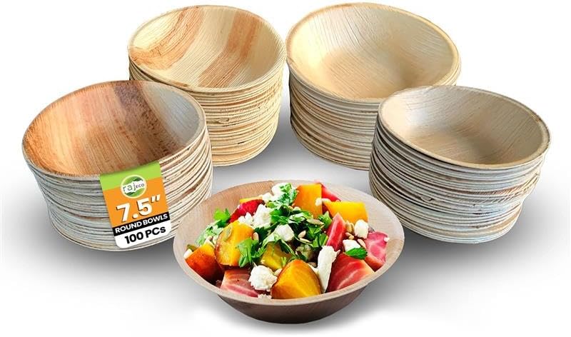 Eco-Friendly 7.5in Round Palm Leaf Bowls for Events & Parties