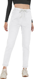 Womens High Waisted Pull-On Stretch Denim Joggers - Elastic Waist