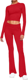 AnotherChill Women's 2 Piece Lounge Set - Flare Pants & Cropped Top