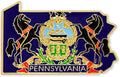 State Shape Flag Lapel Pin - Pennsylvania Flag Design
