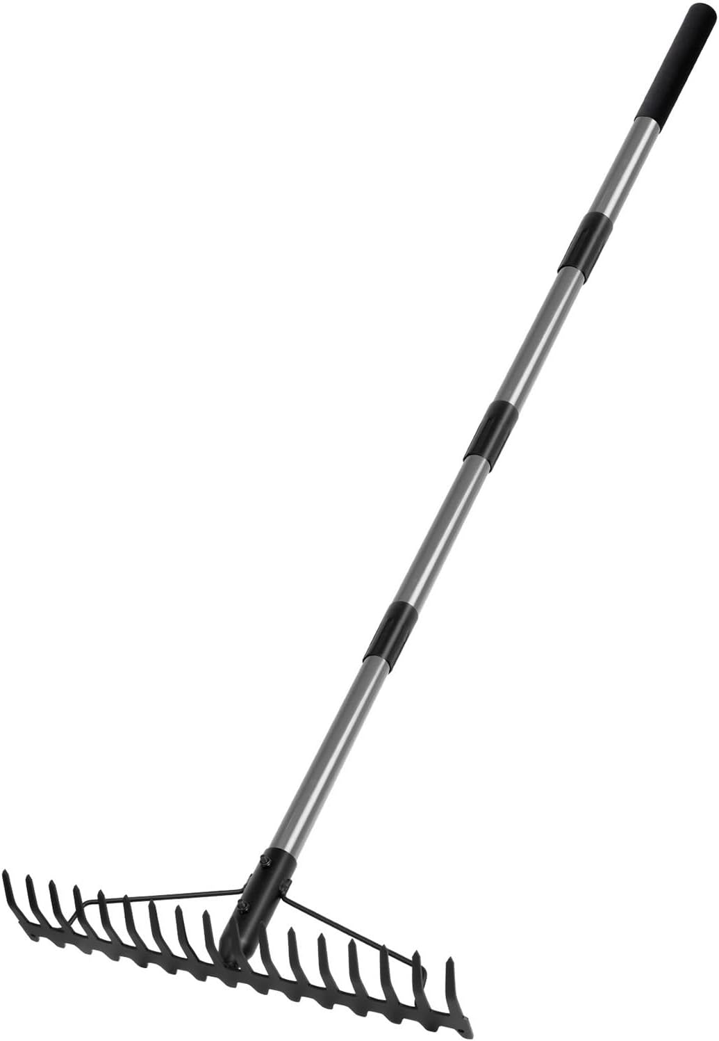 Heavy Duty Garden Rake with Stainless Steel Handle for Soil