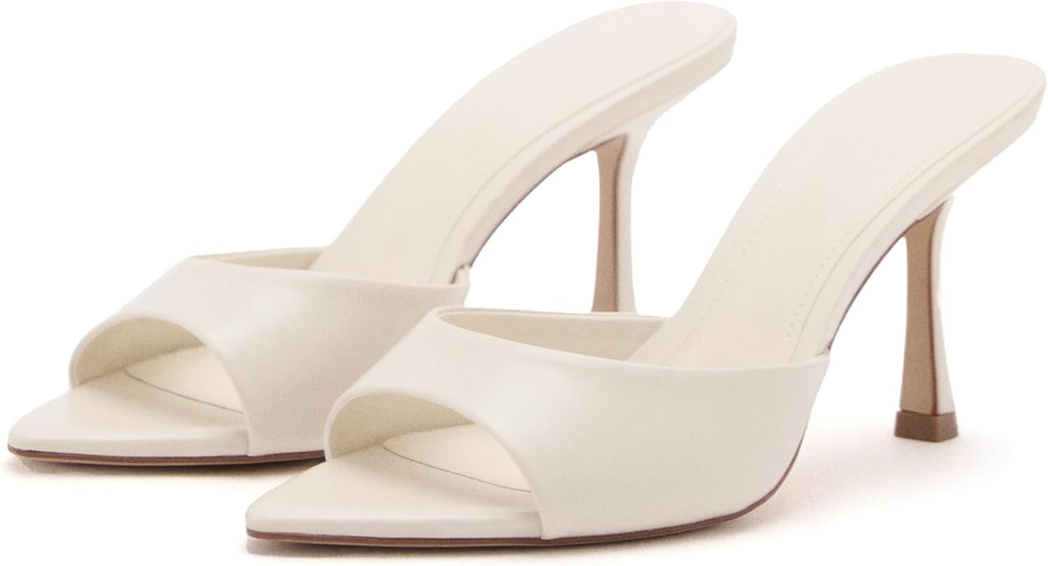 High Heel Mules for Women Slip On Open Pointed Toe Classy Shoes
