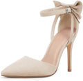 Fashare Womens High Heels Bow Tie Back Stiletto Pumps - Elegant 4in 7