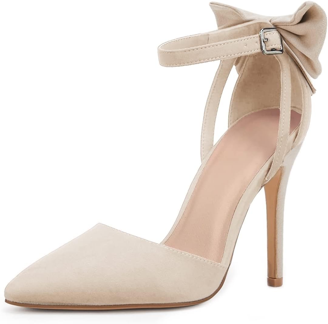 Fashare Womens High Heels Bow Tie Back Stiletto Wedding Pumps