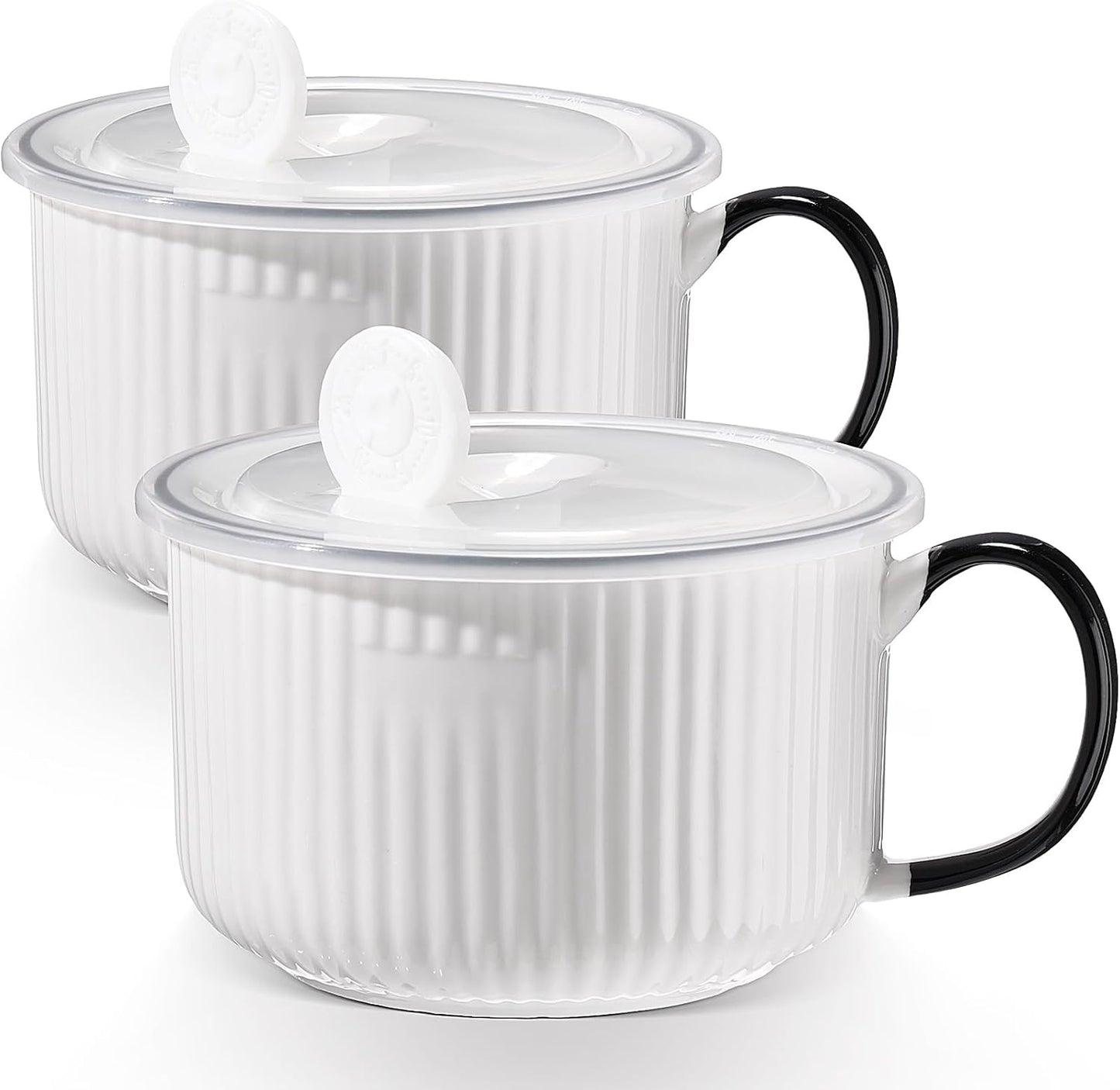 SiliFine 2 Pcs Ceramic Soup Bowls - Microwave & Dishwasher Safe