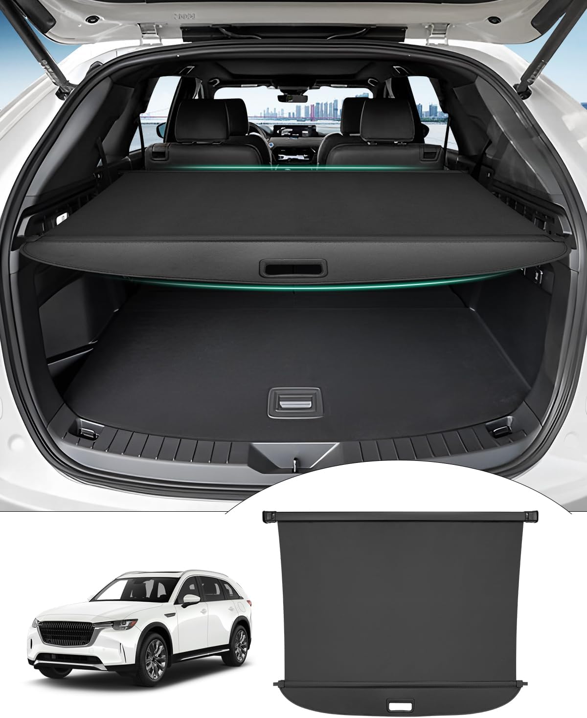Powerty Cargo Cover for 2024 2025 2026 Mazda CX-90 Accessories