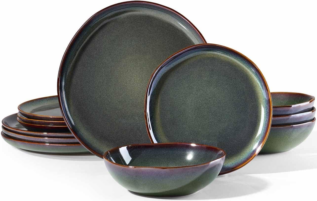 Herogo 12PCS Stoneware Dinnerware Set for Stylish Dining