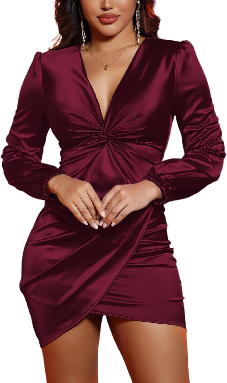DeftSharp Womens Ruched Formal Bodycon Midi Dress for Events