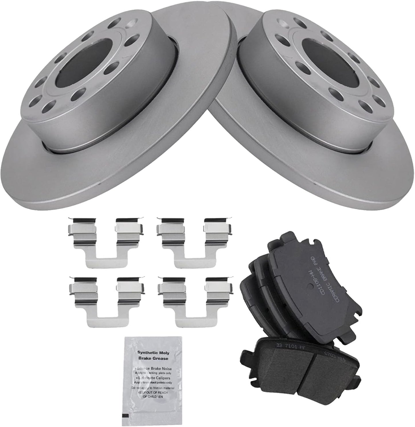 TRQ Rear Brake Pad & Rotor Kit for Audi A3 and VW Jetta