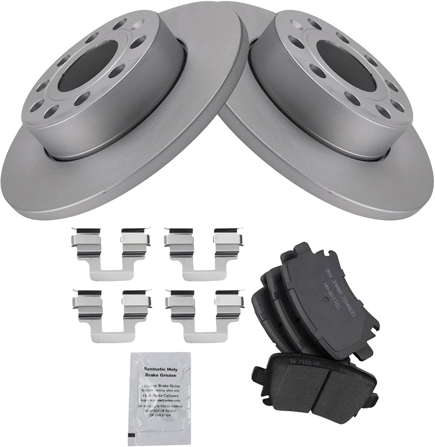 TRQ Rear Brake Pad & Rotor Kit for Audi A3 and VW Jetta