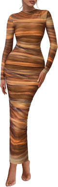 PRETTYGARDEN Women's Long Sleeve Maxi Dress - Flattering Fall Bodycon