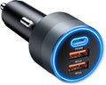 USB C Car Charger for iPhone 16 66W - Fast 3-Port Car Adapter