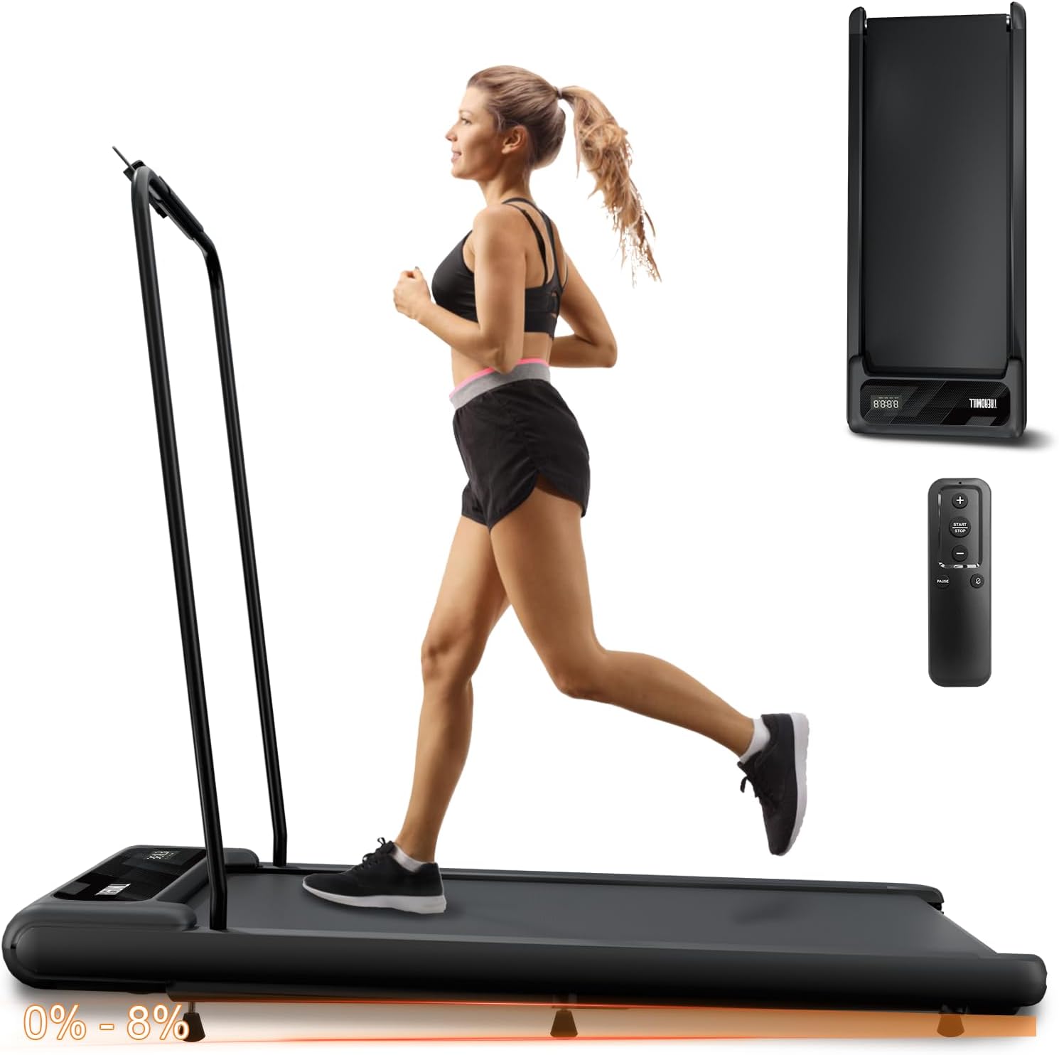 Walking Pad with Handle Bar for Home Office Use - 2.5HP Treadmill