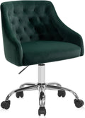 Forest Green Velvet Home Office Chair - Swivel Adjustable Accent