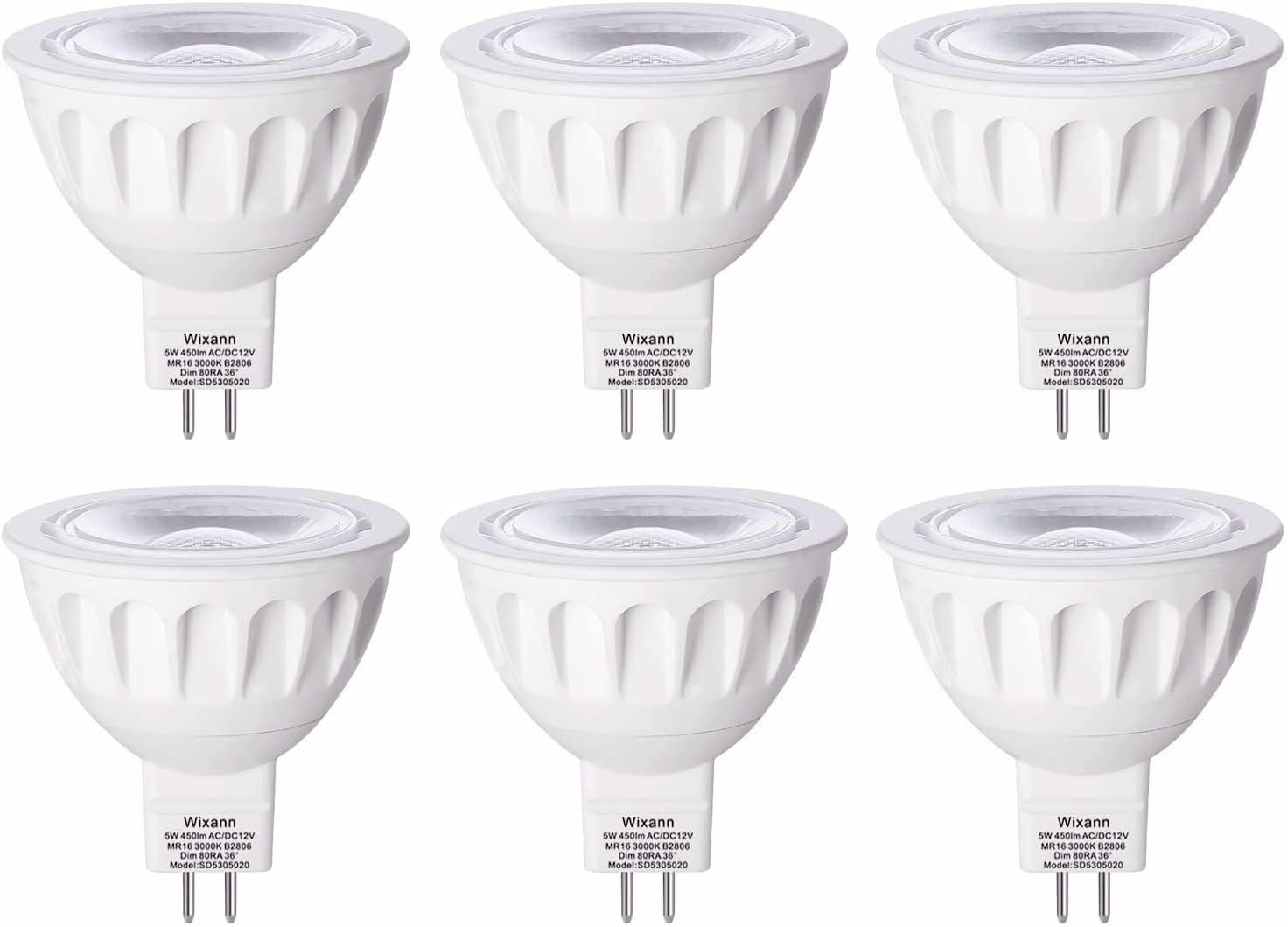 MR16 LED Bulbs Dimmable 5W 3000K Soft Warm White 6 Pack