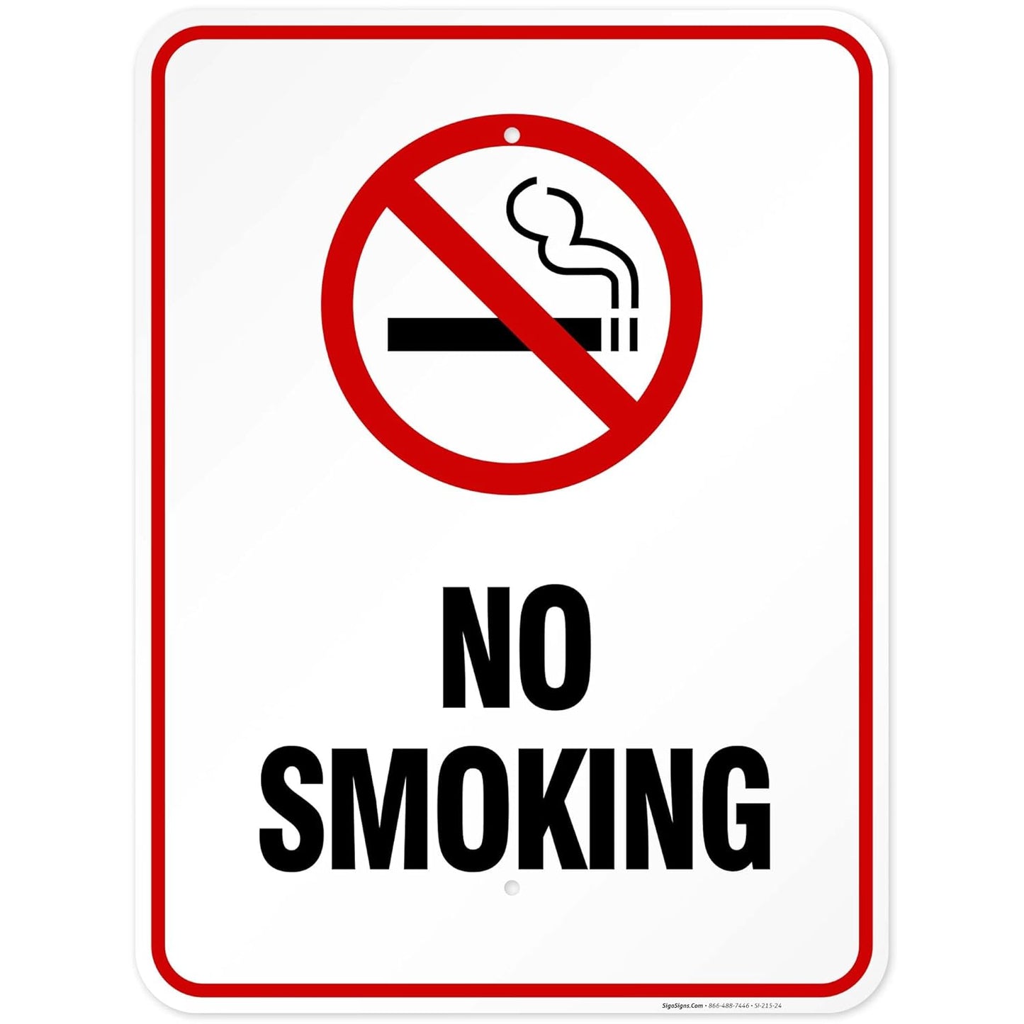 No Smoking Signs for Business, Durable 18x24 Aluminum Sign