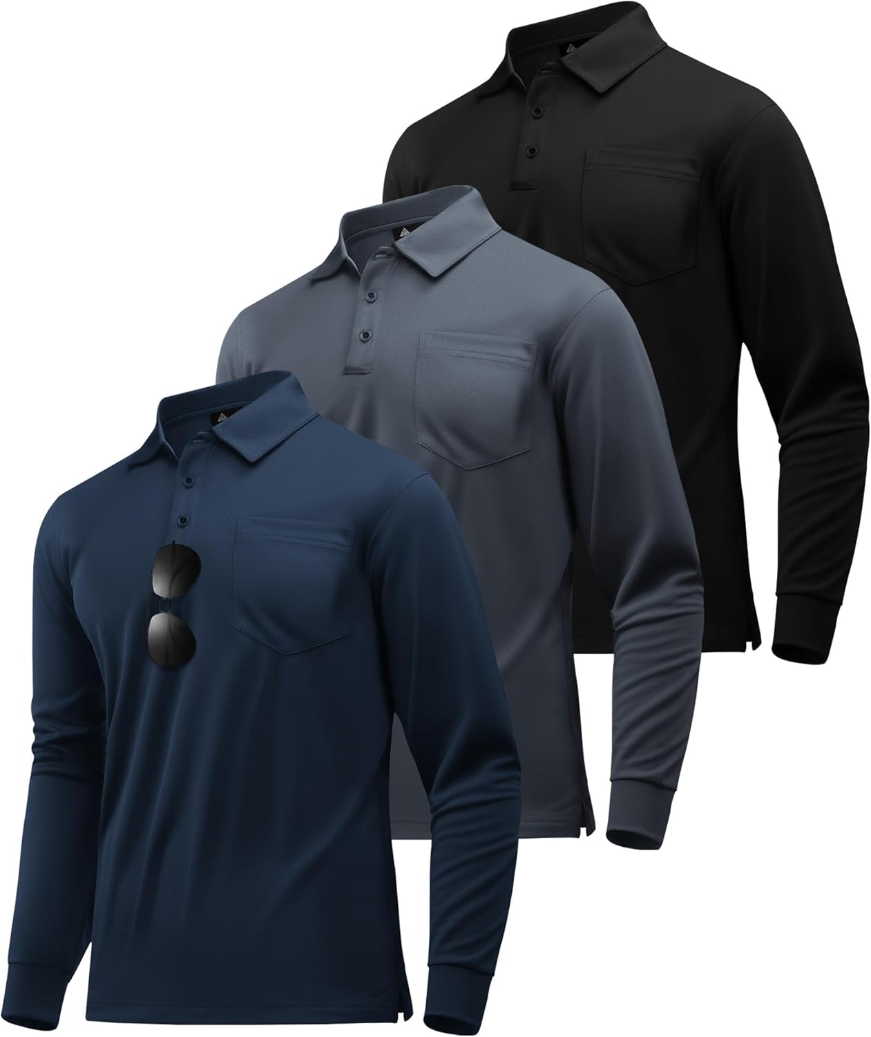ZITY Long Sleeve Polo Shirts for Men - Comfortable Workwear