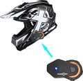 Adult Motocross Helmet with Bluetooth Headset - Lightweight MX Helmet