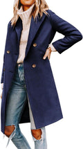 Yousify Womens Notched Lapel Double Breasted Pea Coat (Style HSJY)