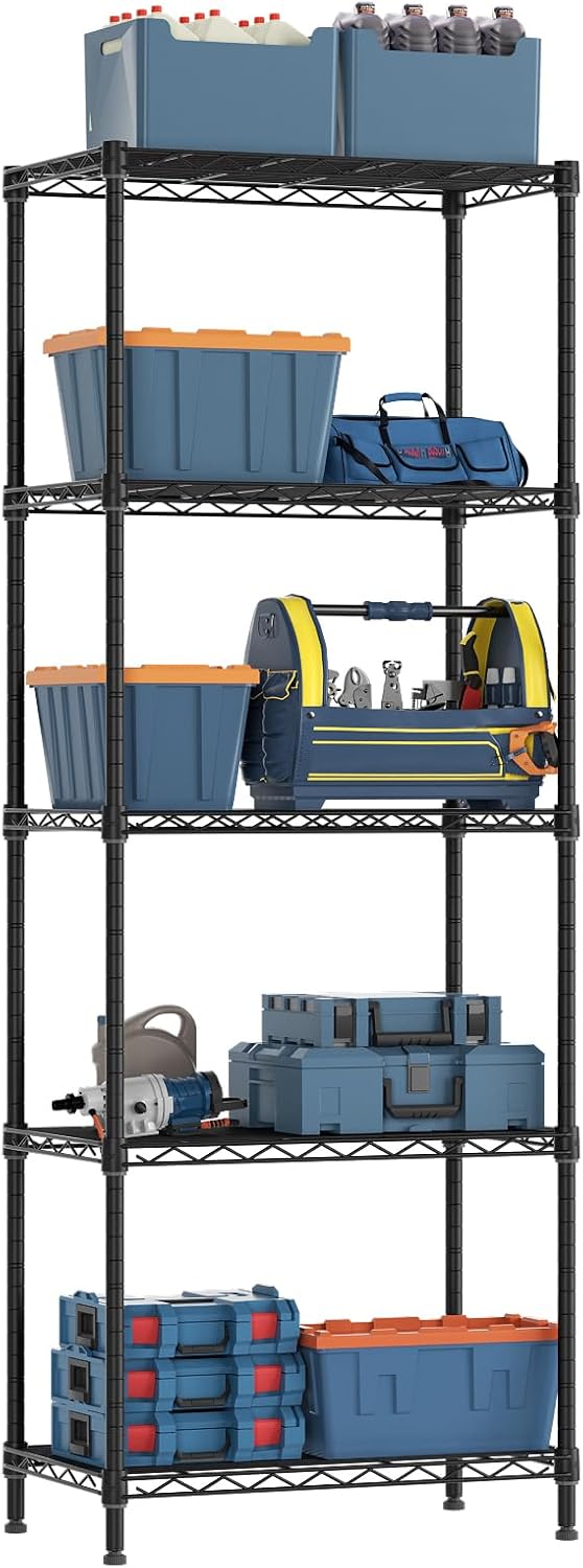 5 Tier Adjustable Storage Shelves Heavy Duty Metal Utility Rack