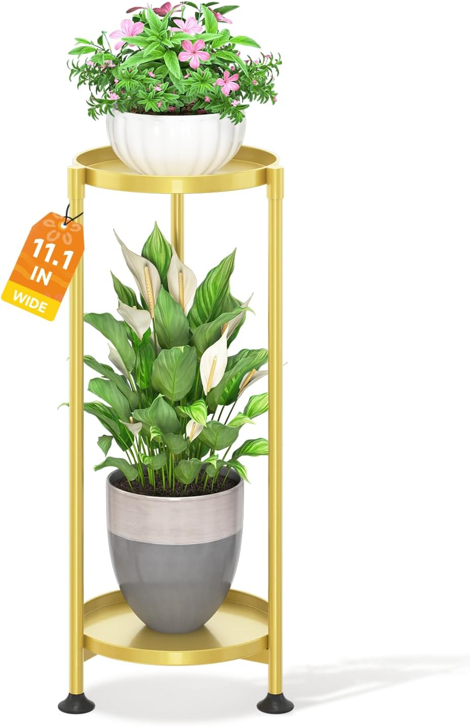 LASZOLA 2 Tier Gold Plant Stand Indoor for Large Planters