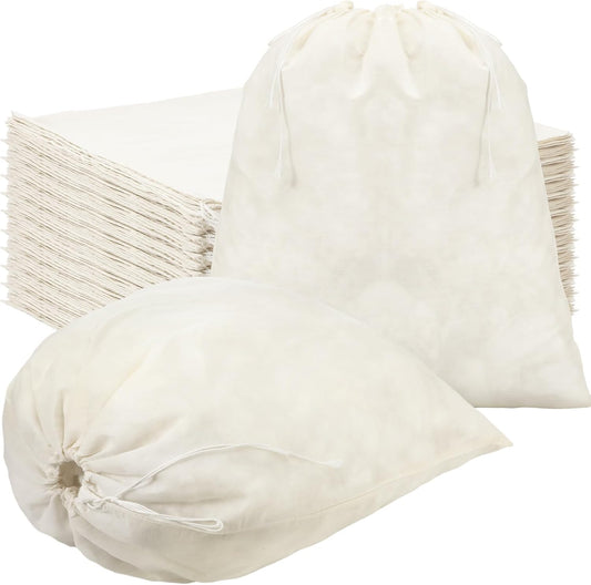 Large Reusable Produce Bags - 50 Pcs Cotton Drawstring Bags