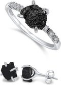 Raw Stone Stud Earrings and Dainty Ring Jewelry Set (Style YFZ3)
