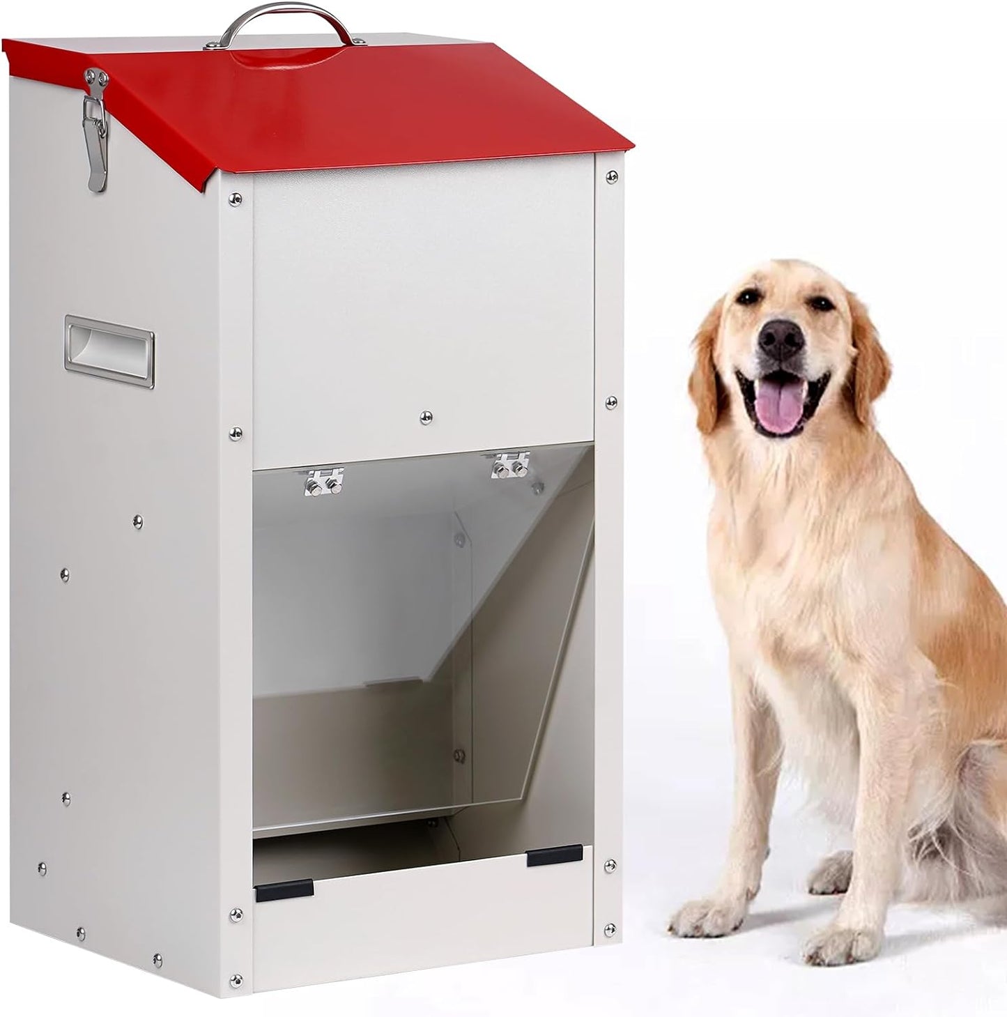 Galvanized Automatic Dog Feeder for Large Breed Dogs 25lbs