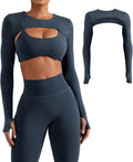 YEOREO Open Front Long Sleeve Crop Top ~ Sporty Style