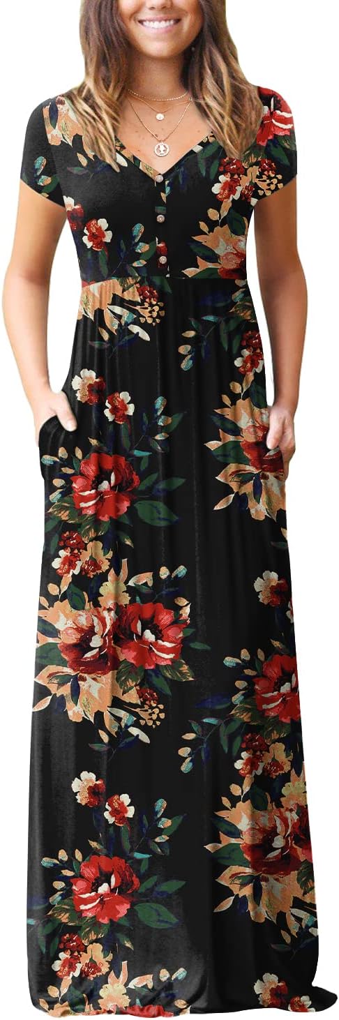 GRECERELLE Womens Long Maxi Dresses with Pockets for Summer